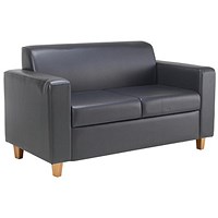 Astin Locke PU Sofa, Wooden Foot, Black