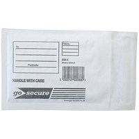 GoSecure Bubble Envelopes, Size 1 90x145mm, White, Pack of 100