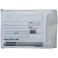 GoSecure Bubble Envelopes, Size 4, White, Pack of 100
