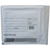 GoSecure Bubble Envelopes, Size 5, White, Pack of 100