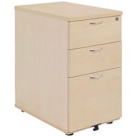 Jemini 3 Drawer Desk High Pedestal, 800mm Deep, Maple Jemini 3 Drawer Desk High Pedestal, 800mm Deep, Maple