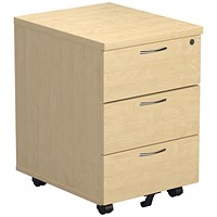 Jemini 3 Drawer Mobile Pedestal, Maple Jemini 3 Drawer Mobile Pedestal, Maple