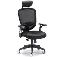 Arista Lexi High Back Chair, Headrest, Black