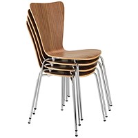 Arista Picasso Wooden Chair, Set of 4, Walnut