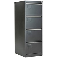 Jemini Foolscap Filing Cabinet, 4 Drawer, Black