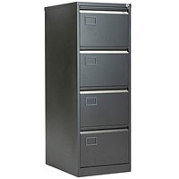 Jemini 4 Drawer Filing Cabinet Lockable 470x622x1321mm Black KF72587