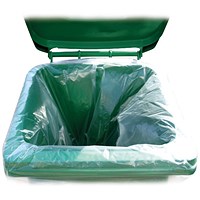 2Work Light Duty Wheelie Bin Liner, 270 Litre, Clear, Pack of 100