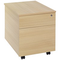 Jemini Intro 2 Drawer Mobile Pedestal, Oak