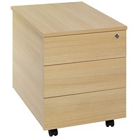 Jemini Intro 3 Drawer Mobile Pedestal, Oak