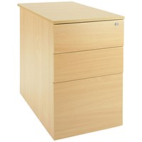 Jemini Intro 3 Drawer Desk High Pedestal, 600mm Deep, Oak