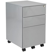 Jemini 3 Drawer Steel Mobile Pedestal, Silver Jemini 3 Drawer Steel Mobile Pedestal, Silver