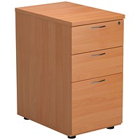 First 3 Drawer Desk High Pedestal, 600mm Deep, Beech