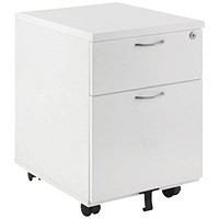 First 2 Drawer Mobile Pedestal, White