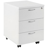 First Mobile 3 Drawer Under Desk Pedestal, White