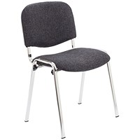 First Ultra Multipurpose Chrome Frame Stacking Chair, Charcoal