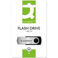 Q-Connect USB 2.0 Swivel Flash Drive, 32Gb