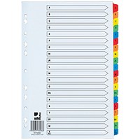 Q-Connect Reinforced Board Index Dividers, Extra Wide, A-Z, Multicolour Tabs, A4, White Q-Connect Reinforced Board Index Dividers, Extra Wide, A-Z, Multicolour Tabs, A4, White