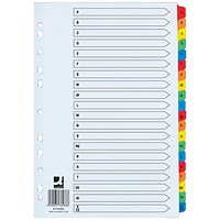 Q-Connect File Dividers, Extra Wide, A-Z, Multicolour Tabs, A4, White