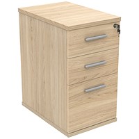 Astin 3 Drawer Desk High Pedestal, 600mm Deep, Oak