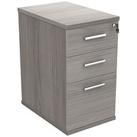 Astin 3 Drawer Desk High Pedestal, 600mm Deep, Grey Oak