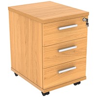 Astin 3 Drawer Mobile Pedestal, Beech