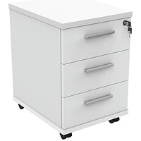 Astin 3 Drawer Mobile Pedestal, White