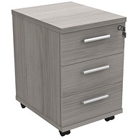 Astin 3 Drawer Mobile Pedestal, Grey Oak