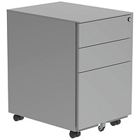 Astin 3 Drawer Mobile Steel Pedestal, Silver