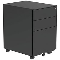 Astin 3 Drawer Mobile Steel Pedestal, Black