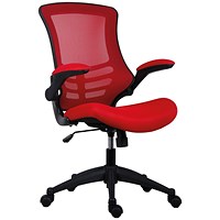 Jemini Marlos Mesh Back Chair with Folding Arms, Red
