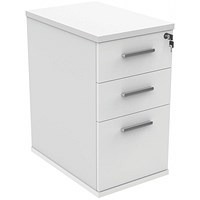 Polaris 3 Drawer Desk High Pedestal, 600mm Deep, White