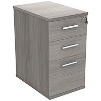 Polaris 3 Drawer Desk High Pedestal, 600mm Deep, Grey Oak