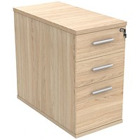 Polaris 3 Drawer Desk High Pedestal, 800mm Deep, Oak