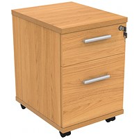 Polaris 2 Drawer Mobile Under Desk Pedestal, Beech Polaris 2 Drawer Mobile Under Desk Pedestal, Beech