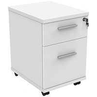 Polaris 2 Drawer Mobile Under Desk Pedestal, White