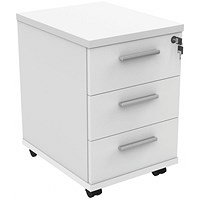 Polaris 3 Drawer Mobile Under Desk Pedestal, White