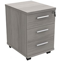 Polaris 3 Drawer Mobile Under Desk Pedestal, Grey Oak Polaris 3 Drawer Mobile Under Desk Pedestal, Grey Oak