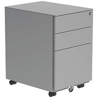 Polaris 3 Drawer Mobile Under Desk Steel Pedestal, Silver Polaris 3 Drawer Mobile Under Desk Steel Pedestal, Silver