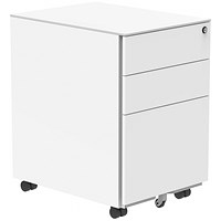 Polaris 3 Drawer Mobile Under Desk Steel Pedestal, White