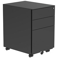 Polaris 3 Drawer Mobile Under Desk Steel Pedestal, Black Polaris 3 Drawer Mobile Under Desk Steel Pedestal, Black