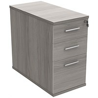 Polaris 3 Drawer Desk High Pedestal, 800mm Deep, Grey Oak