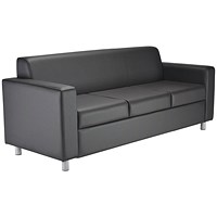 Jemini Iceberg 3 Seater Leather Sofa, Metal Feet, Black