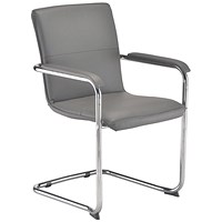 Arista Stratus Leather Look Visitor Chair, Grey