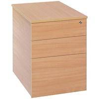 Serrion 3 Drawer Desk High Pedestal, 600mm Deep, Beech