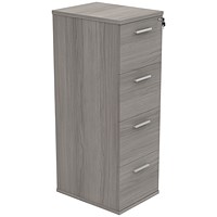 Polaris Foolscap Filing Cabinet, 4 Drawer, Grey Oak