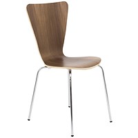 Jemini Picasso Wooden Chair, Walnut/Chrome