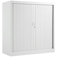 Talos Low Tambour Unit, Supplied with 2 Shelves, 1000x450x1050mm, White