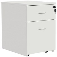 Serrion Eco 18 2 Drawer Mobile Pedestal, White Serrion Eco 18 2 Drawer Mobile Pedestal, White