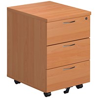 First 3 Drawer Mobile Pedestal, Beech