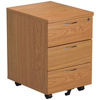 First 3 Drawer Mobile Pedestal, Oak